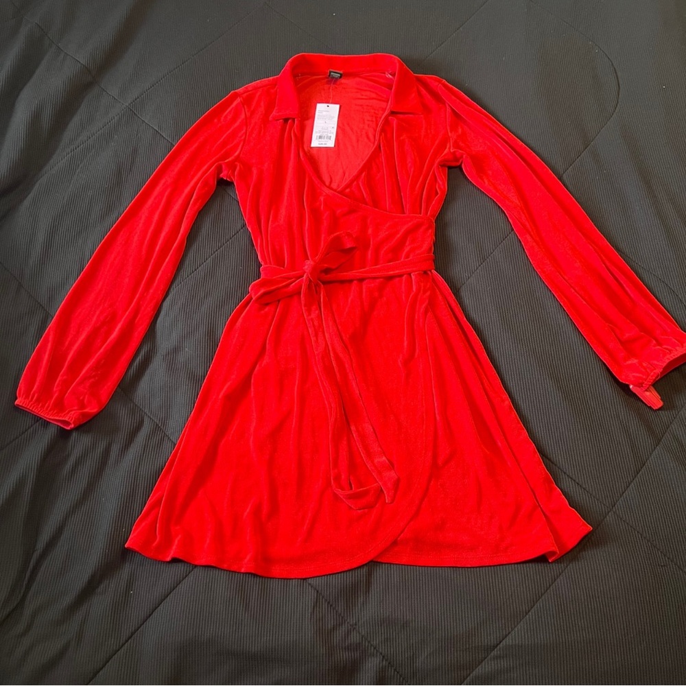 NWT - Red Velour Red Dress - Size L